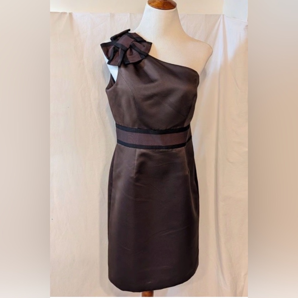 Nue by Shani One-Shoulder Chocolate Dress